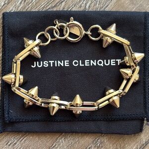 NWOT Justine Clenquet Gregg Gold Plated Double Spike Studded Chain Link Bracelet